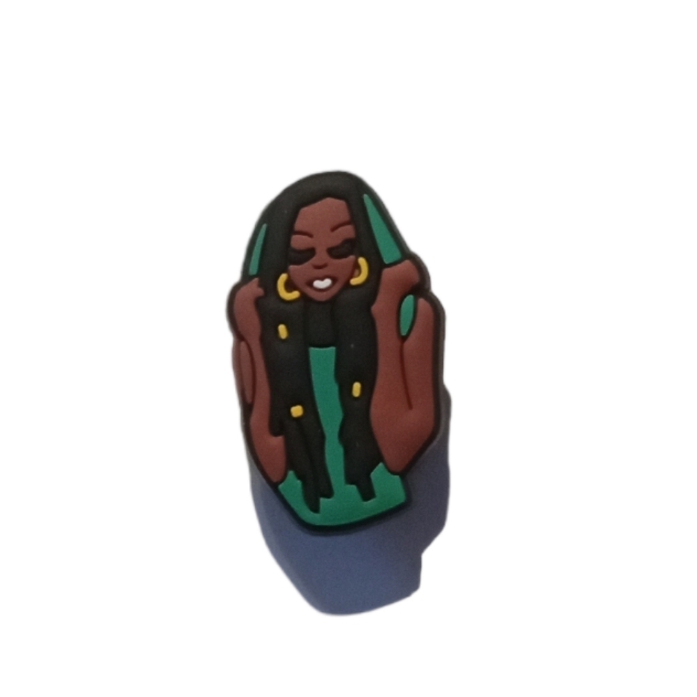 Black Woman Diva in Green Hoodie Croc Charm